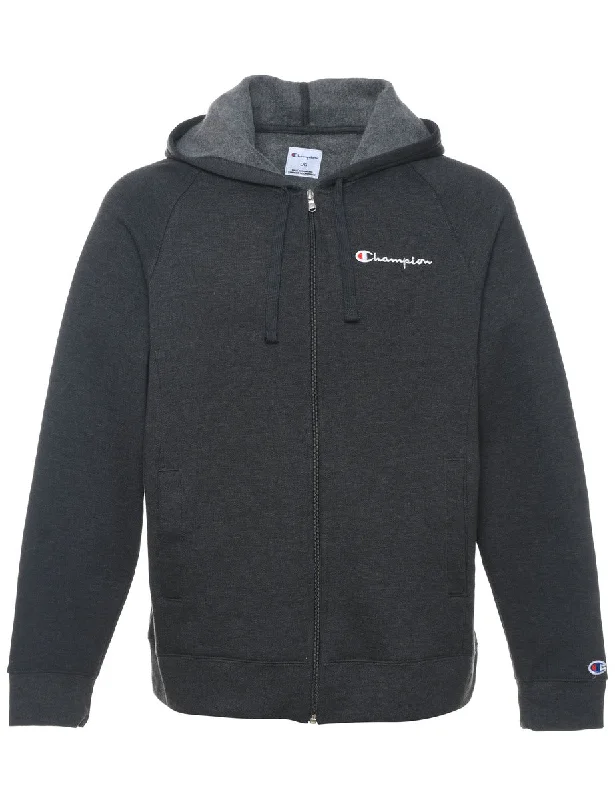 Champion Grey Hooded Sweatshirt - L Hoodie with Sequins Glamorous Eye-catching