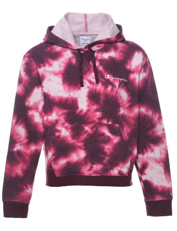 Champion Tie Dye Hoodie  - M Hoodie with Ribbed Neckline Snug Warm