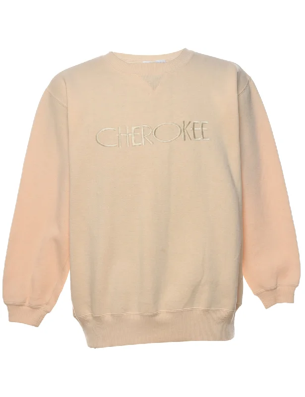 Cherokee Embroidered Sweatshirt - S Hoodie with Exposed Zipper Edgy Industrial