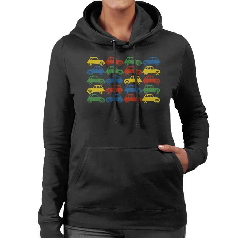 Citroën 2CV Vintage Multi Colour Pattern Women's Hooded Sweatshirt Hoodie with Magnetic Closure Innovative Modern