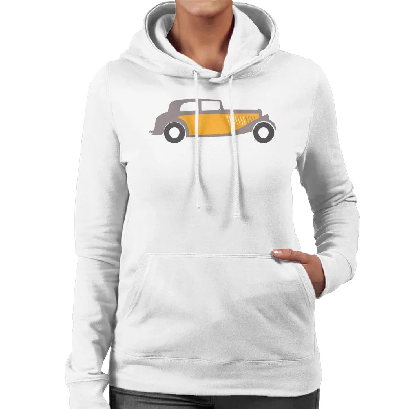 Citroën Traction Classic Car Sketch Women's Hooded Sweatshirt Hoodie with Longline Fit Extended Stylish