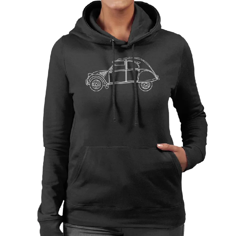 Citroën Vintage 2CV Art Women's Hooded Sweatshirt Hoodie with Side Slits Relaxed Casual