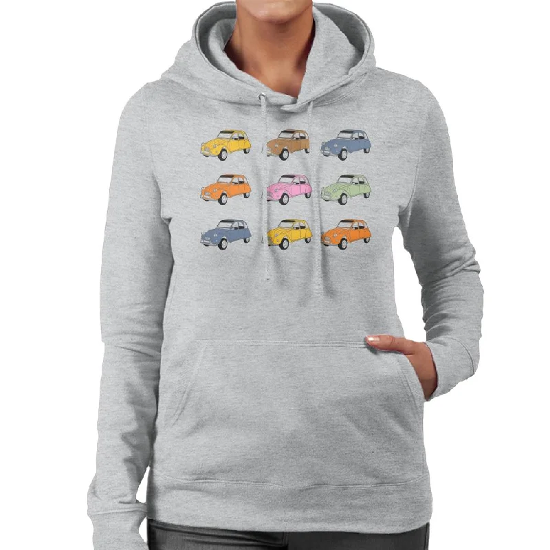 Citroën Vintage 2CV Colours Women's Hooded Sweatshirt Hoodie with Mock Neck Collared Structured