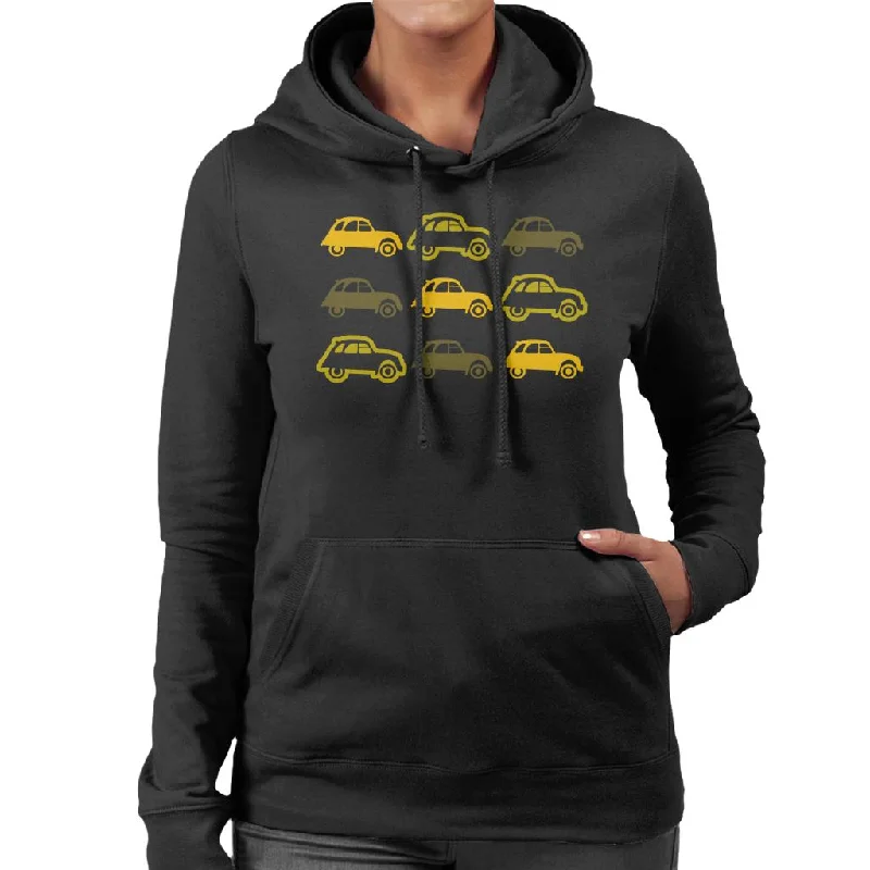 Citroën Vintage 2CV Pattern Women's Hooded Sweatshirt Hoodie with Hem Ribbing Snug Secure