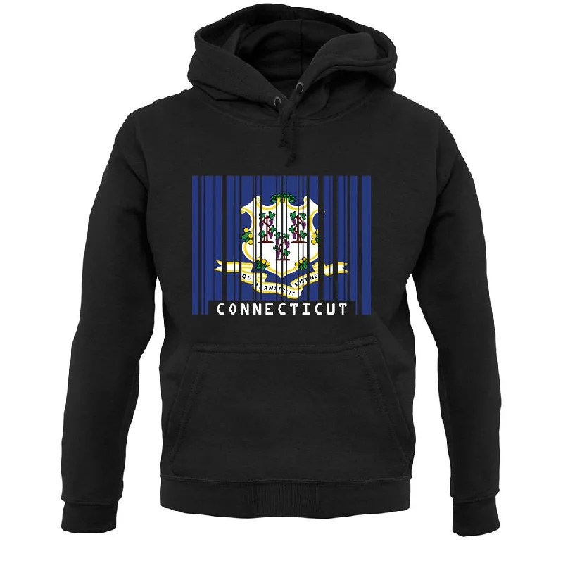 Connecticut Barcode Style Flag Unisex Hoodie Hoodie with Strings Custom Fit Adjustable Connecticut Barcode Style Flag Unisex Hoodie Hoodie with Strings Custom Fit Adjustable