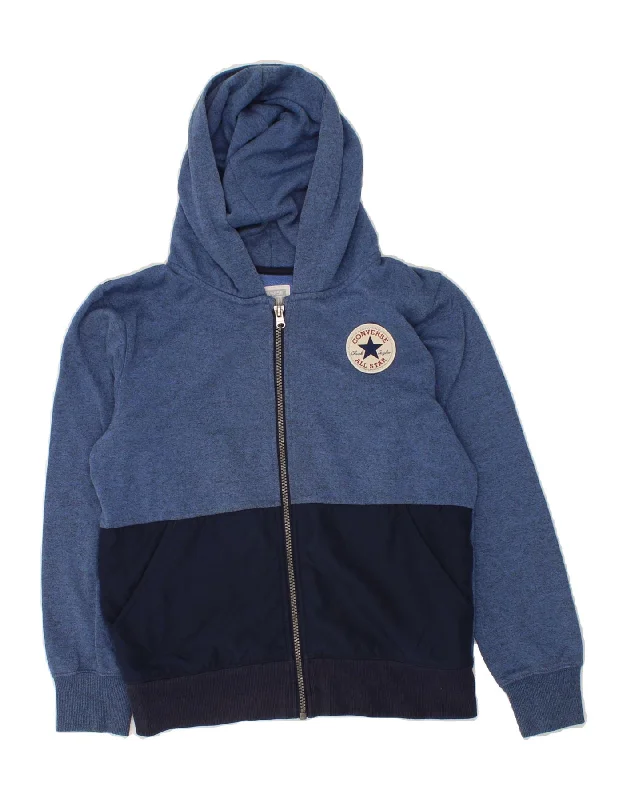 CONVERSE Boys Zip Hoodie Sweater 10-11 Years Medium Blue Colourblock Hoodie with High Neck Warm Protective CONVERSE Boys Zip Hoodie Sweater 10-11 Years Medium Blue Colourblock Hoodie with High Neck Warm Protective