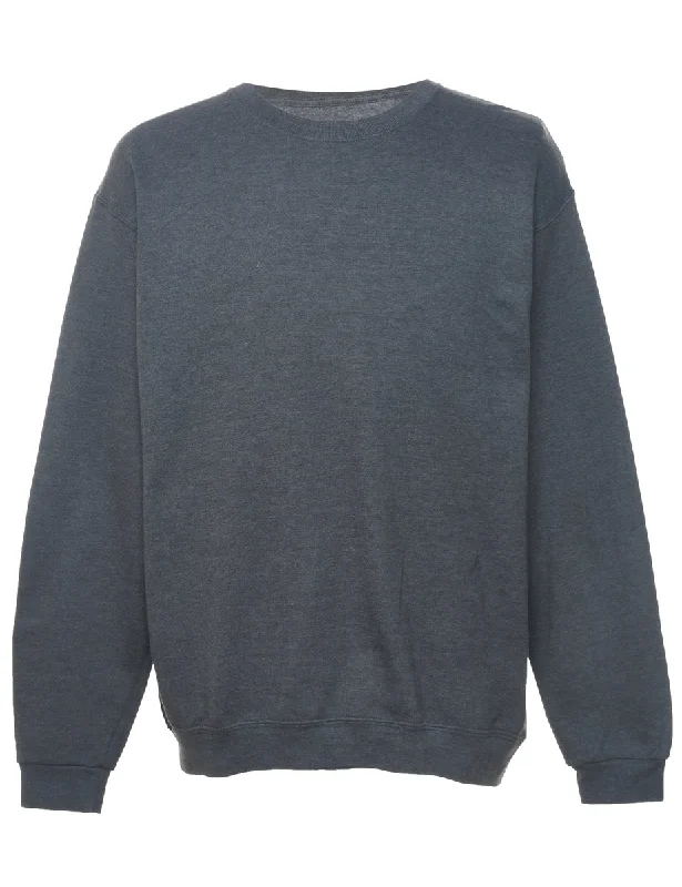 Dark Grey Plain Sweatshirt - L Hoodie with V-Neck Classic Versatile