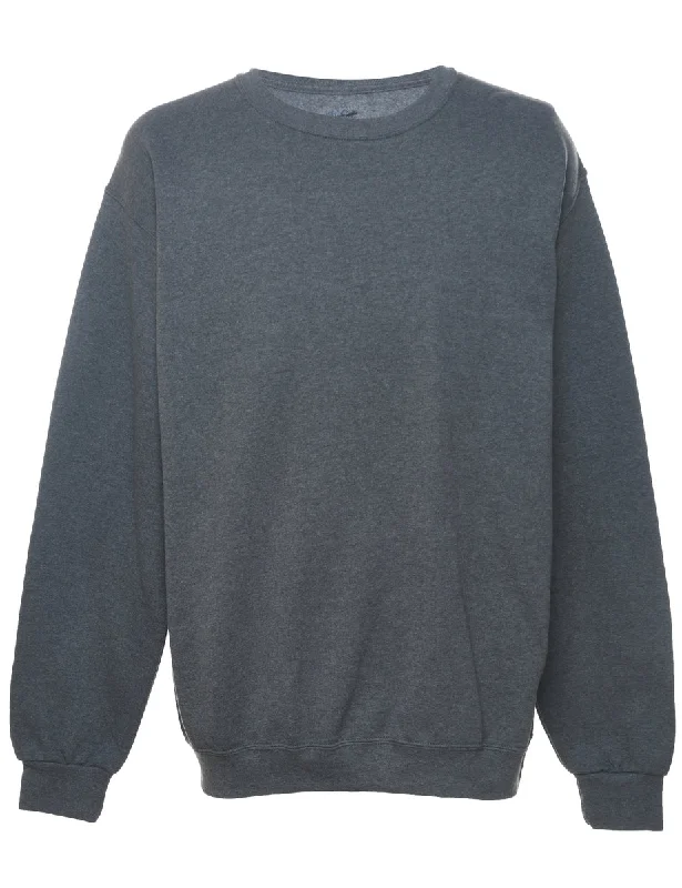 Dark Grey Plain Sweatshirt - L Hoodie with Cuffed Sleeves Snug Secure