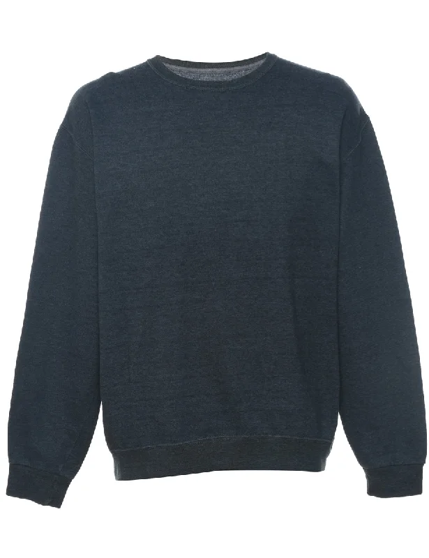 Dark Grey Plain Sweatshirt - M Hoodie with Button Placket Classic Preppy
