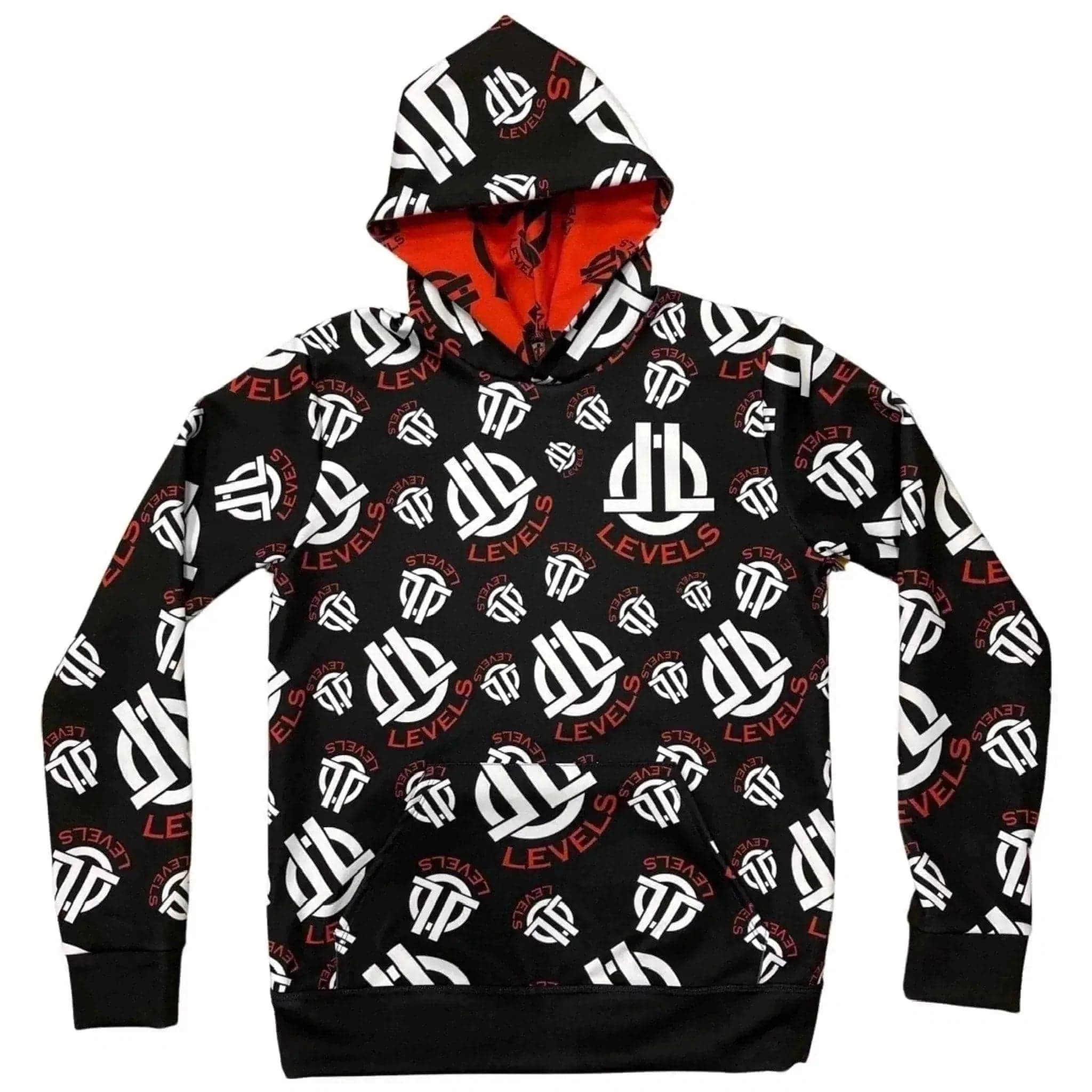 LEVELS SIGNATURE HOODIE | BLACK & RED Hoodie with Camouflage Military Edgy