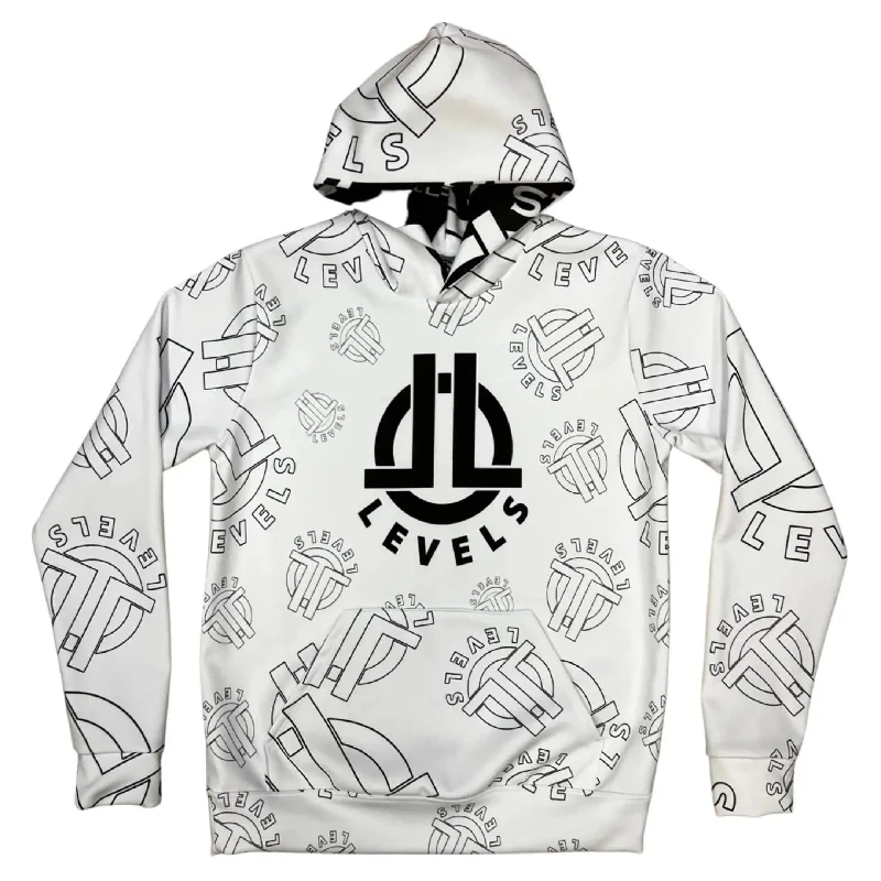 LEVELS SIGNATURE HOODIE | BLACK/WHITE | 2ND EDITION Hoodie with Raglan Sleeves Sporty Comfortable