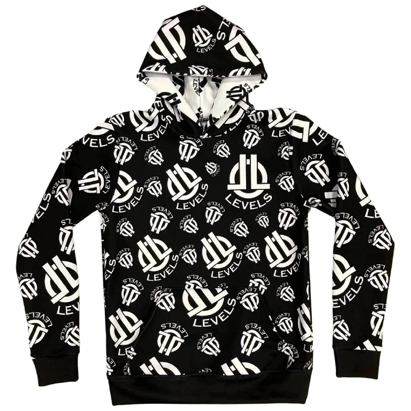 LEVELS SIGNATURE HOODIE | BLACK & WHITE Hoodie with Neon Bright Vibrant