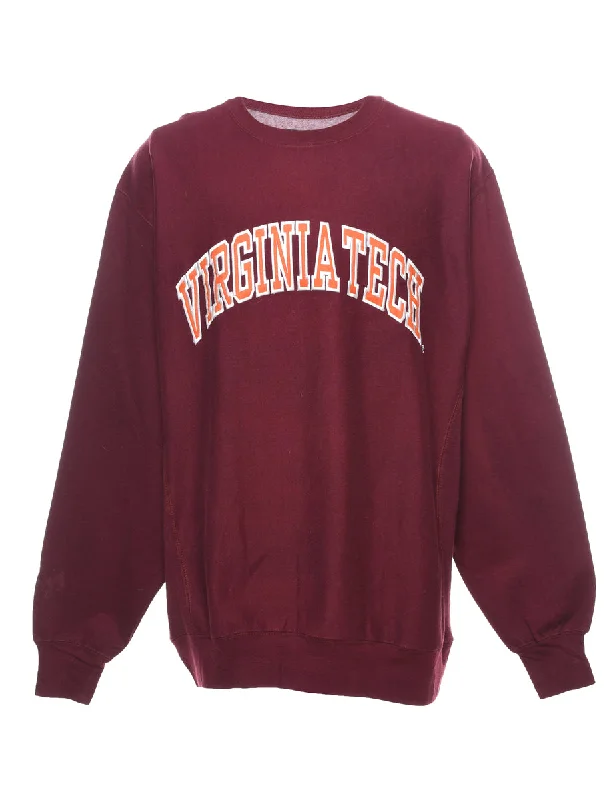 Embroidered Virginia Tech Maroon & Orange Printed Sweatshirt - XL Hoodie with Lining Warm Insulated Embroidered Virginia Tech Maroon & Orange Printed Sweatshirt - XL Hoodie with Lining Warm Insulated