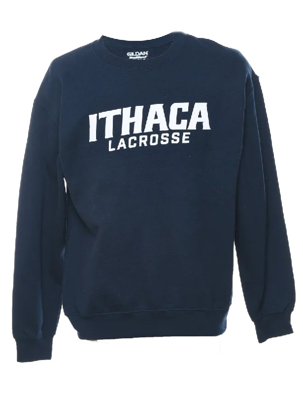 Ithaca Lacrosse Sports Sweatshirt - M Hoodie with Rhinestones Sparkly Elegant