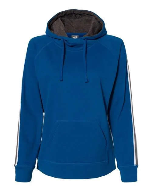 J. America 8642 Women's Rival Fleece Hooded Sweatshirt - Royal Hoodie with Gradient Ombre Colorful