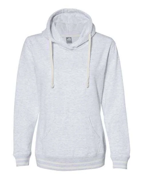 J. America 8651 Womens Relay Hooded Sweatshirt - Ash Hoodie with Relaxed Fit Easy Casual