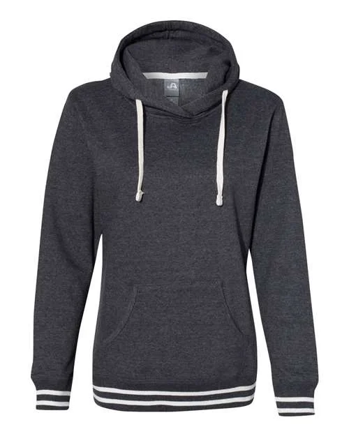 J. America 8651 Womens Relay Hooded Sweatshirt - Black Hoodie with Cropped Fit Short Trendy