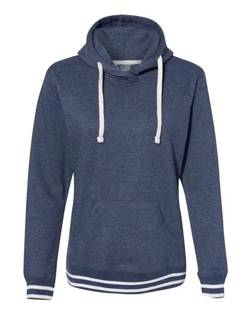 J. America 8651 Womens Relay Hooded Sweatshirt - Navy Hoodie with Drop Shoulder Relaxed Streetwear