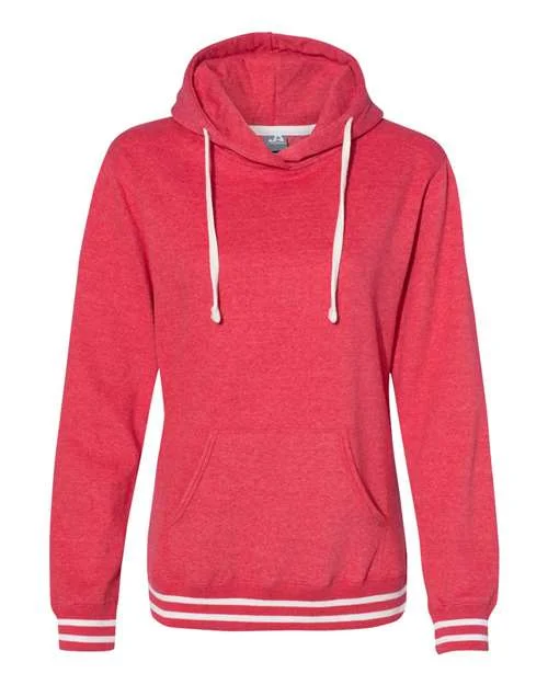 J. America 8651 Womens Relay Hooded Sweatshirt - Red Hoodie with Set-In Sleeves Structured Classic