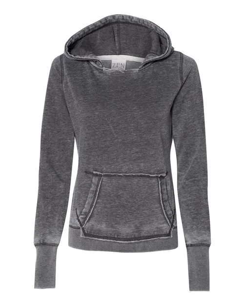 J. America 8912 Women's Zen Fleece Hooded Sweatshirt - Dark Smoke Hoodie Crop Top Short Trendy