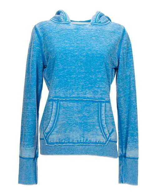 J. America 8912 Women's Zen Fleece Hooded Sweatshirt - Oceanberry Hoodie with Logo Branding Identity