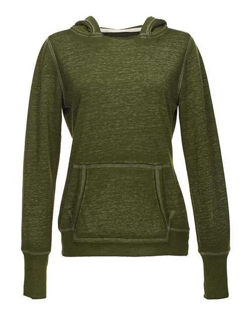 J. America 8912 Women's Zen Fleece Hooded Sweatshirt - Twisted Olive Hoodie with Strings Custom Fit Adjustable