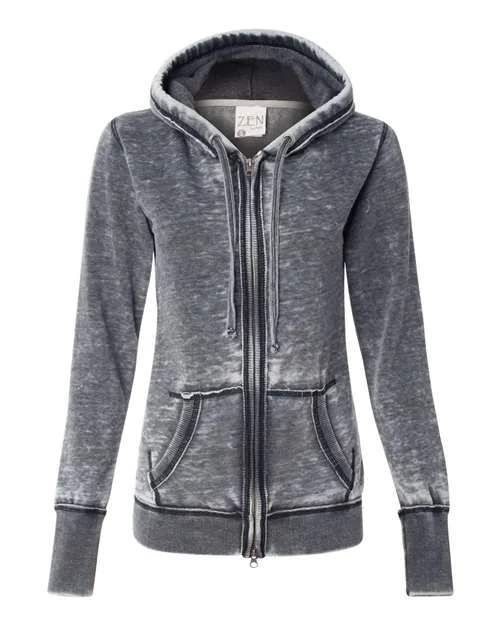 J. America 8913 Women's Zen Fleece Full-Zip Hooded Sweatshirt - Dark Smoke Hoodie with Zipper Versatile Modern