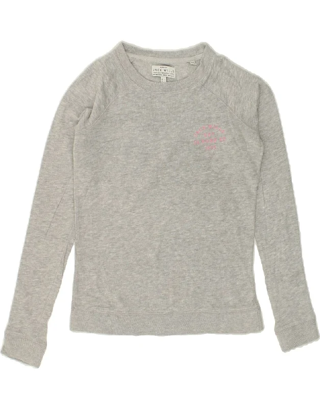 JACK WILLS Womens Sweatshirt Jumper UK 6 XS Grey Cotton Hoodie with Belted Waist Structured Tailored