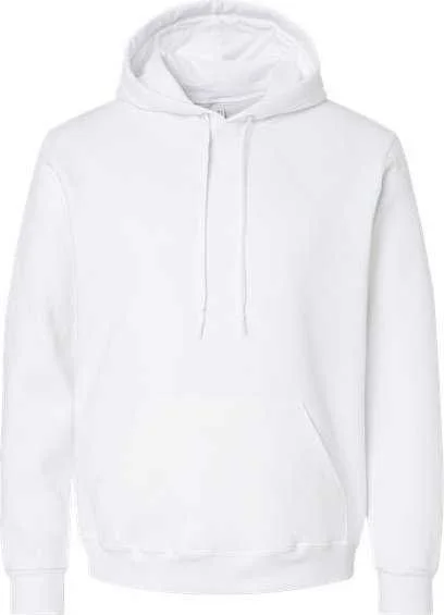 Jerzees 700MR Eco Premium Blend Ringspun Hooded Sweatshirt - White Hoodie with Elastic Cuffs Stretchable Comfortable