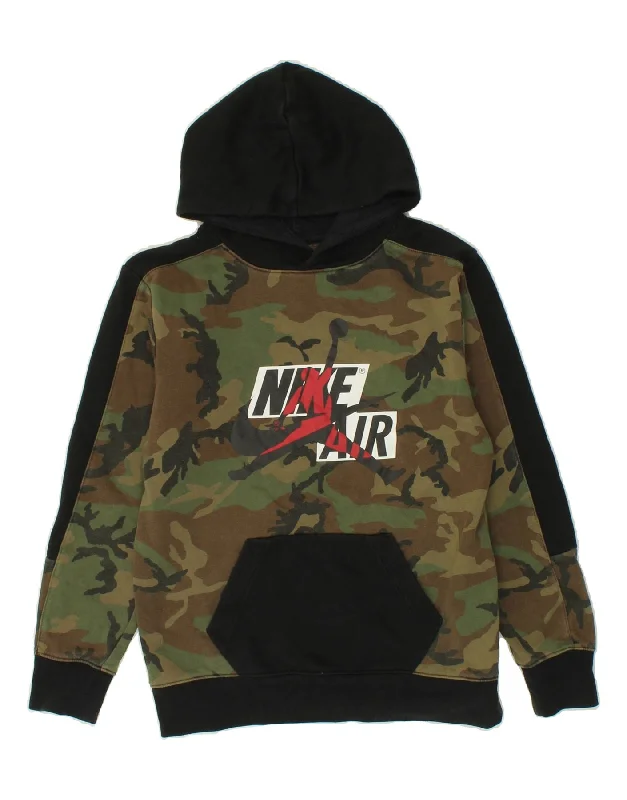 JORDAN Boys Graphic Hoodie Jumper 12-13 Years Large Khaki Camouflage Hoodie with High-Low Hem Asymmetrical Trendy JORDAN Boys Graphic Hoodie Jumper 12-13 Years Large Khaki Camouflage Hoodie with High-Low Hem Asymmetrical Trendy