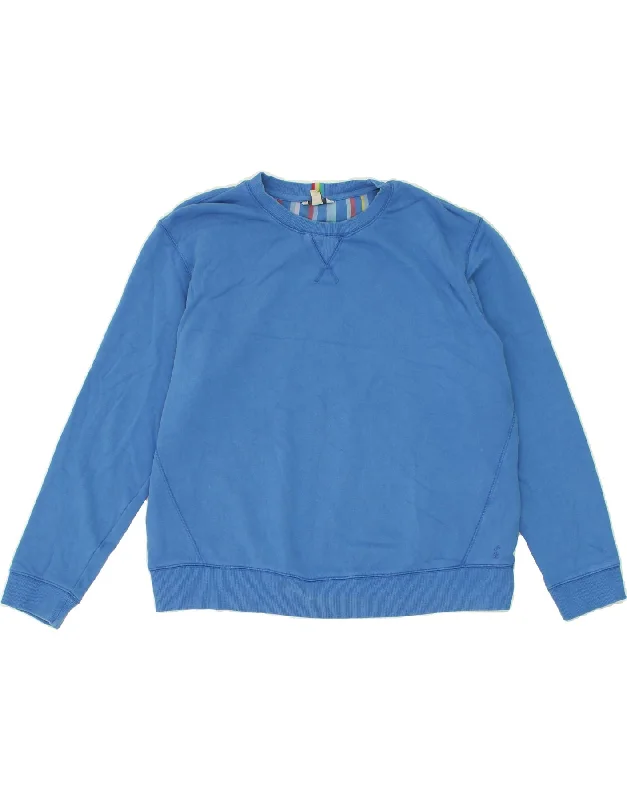 JOULES Womens Oversized Sweatshirt Jumper UK 16 Large Blue Cotton Hoodie with Full-Zip Functional Layering