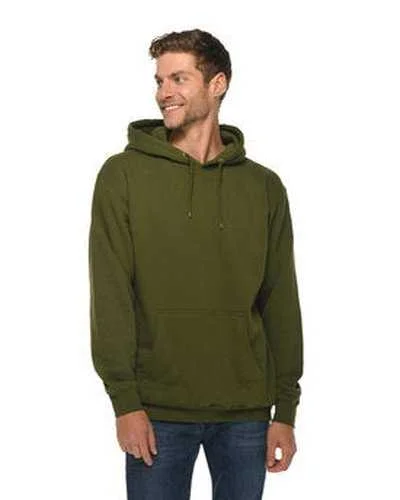 Lane Seven LS14001 Unisex Premium Pullover Hooded Sweatshirt - Army Green Hoodie with Hem Fringe Bohemian Relaxed