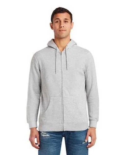 Lane Seven LS14003 Unisex Premium Full-Zip Hooded Sweatshirt - Heather Gray Hoodie with Pattern Geometric Abstract