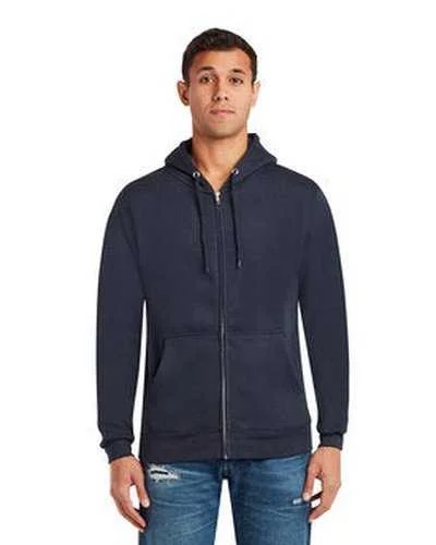 Lane Seven LS14003 Unisex Premium Full-Zip Hooded Sweatshirt - Navy Hoodie with Color Block Contrast Stylish