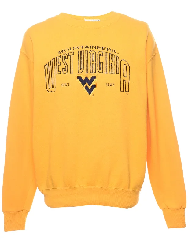 Lee Mountaineers West Virginia Embroidered Sweatshirt - M Hoodie with Hem Contrast Bold Stylish Lee Mountaineers West Virginia Embroidered Sweatshirt - M Hoodie with Hem Contrast Bold Stylish