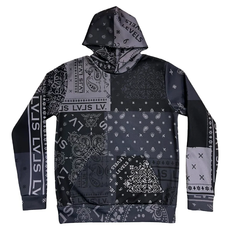 LEVELS SIGNATURE HOODIE | ONYX PAISLEY Hoodie with Hem Ribbing Snug Secure