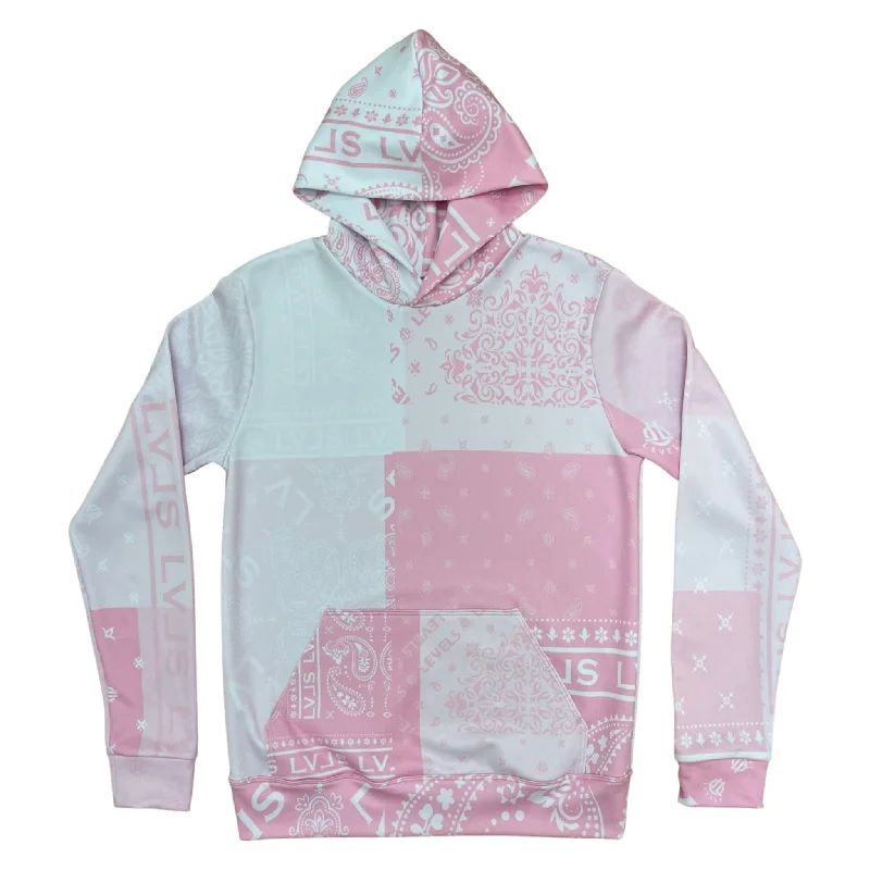 LEVELS SIGNATURE HOODIE | PINK PAISLEY Hoodie with Hem Contrast Bold Stylish