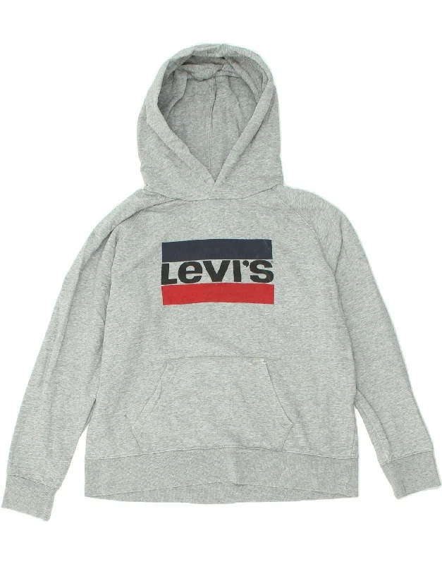 LEVI'S Womens Oversized Graphic Hoodie Jumper UK 16 Large Grey Cotton Hooded Sweatshirt Casual Wear Street Style LEVI'S Womens Oversized Graphic Hoodie Jumper UK 16 Large Grey Cotton Hooded Sweatshirt Casual Wear Street Style