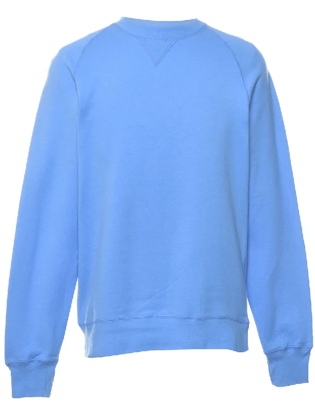 Light Blue Plain Sweatshirt - S Hoodie with Metallic Shiny Futuristic