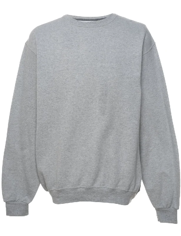 Light Grey Plain Sweatshirt - L Hoodie with Bell Sleeves Flared Feminine