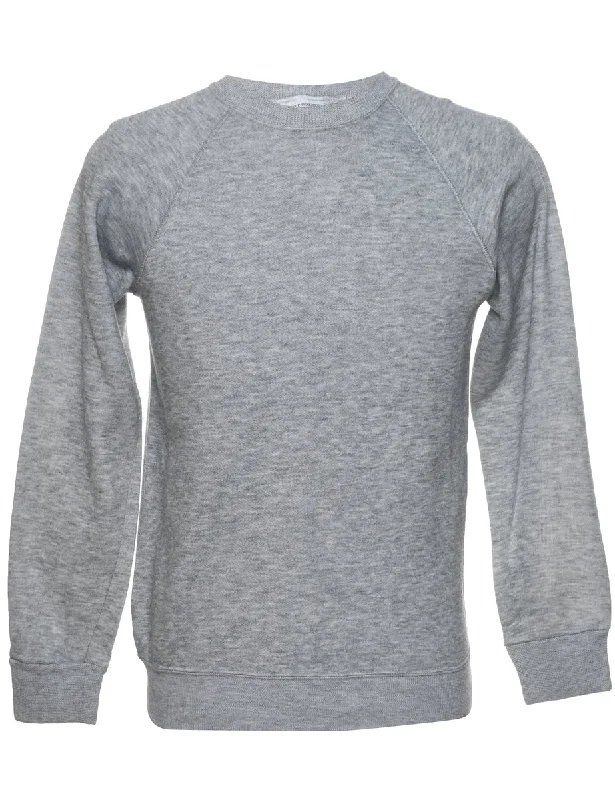 Light Grey Plain Sweatshirt - M Hoodie with V-Neck Classic Versatile