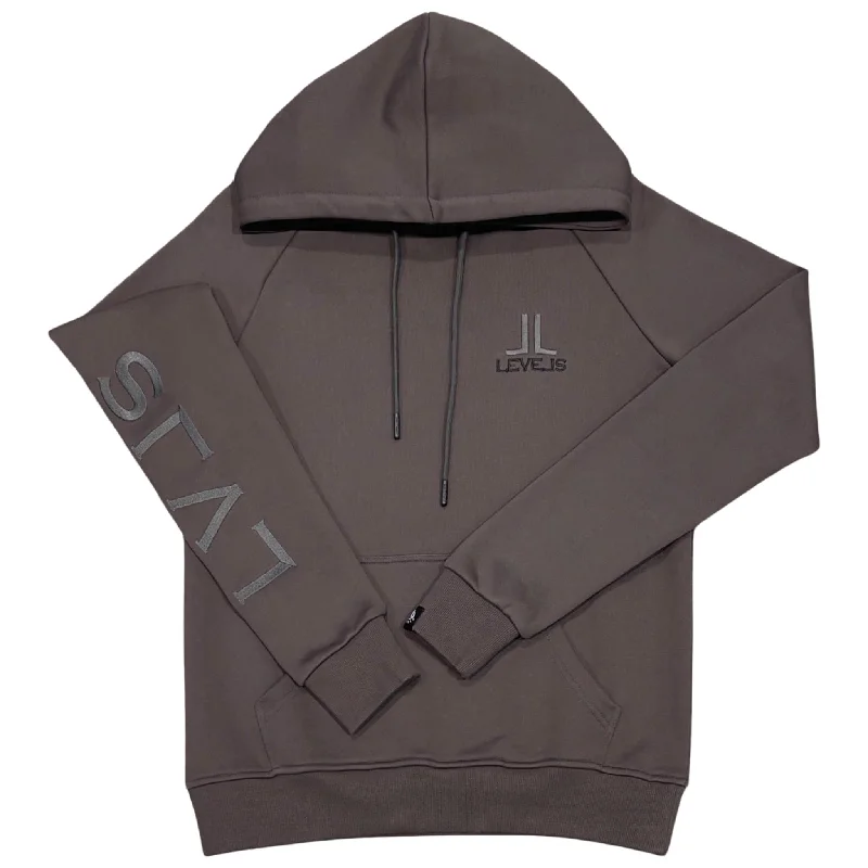 LUXE LVLS EMBROIDERED HOODIE | GREY Hoodie with Crew Neck Simple Timeless