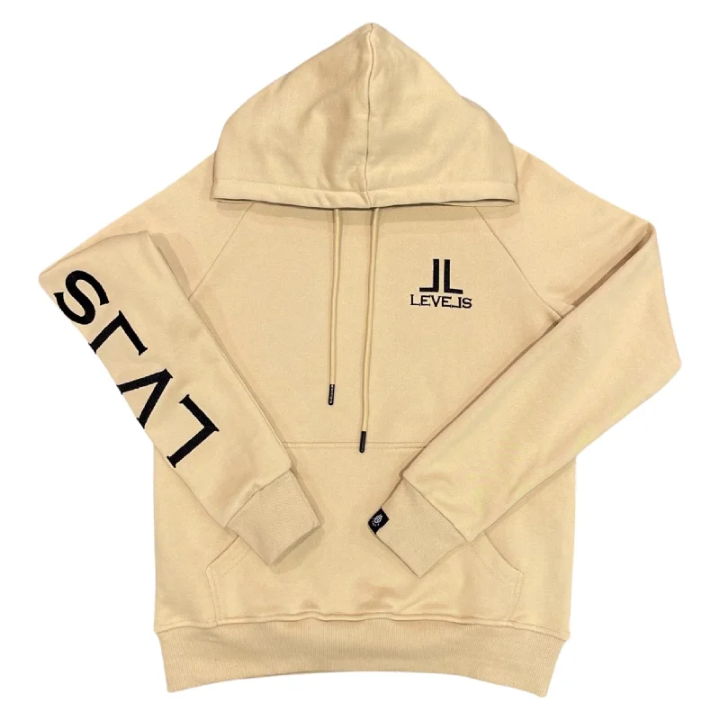 LUXE LVLS EMBROIDERED HOODIE | NUDE Hoodie with Zipper Placket Modern Functional