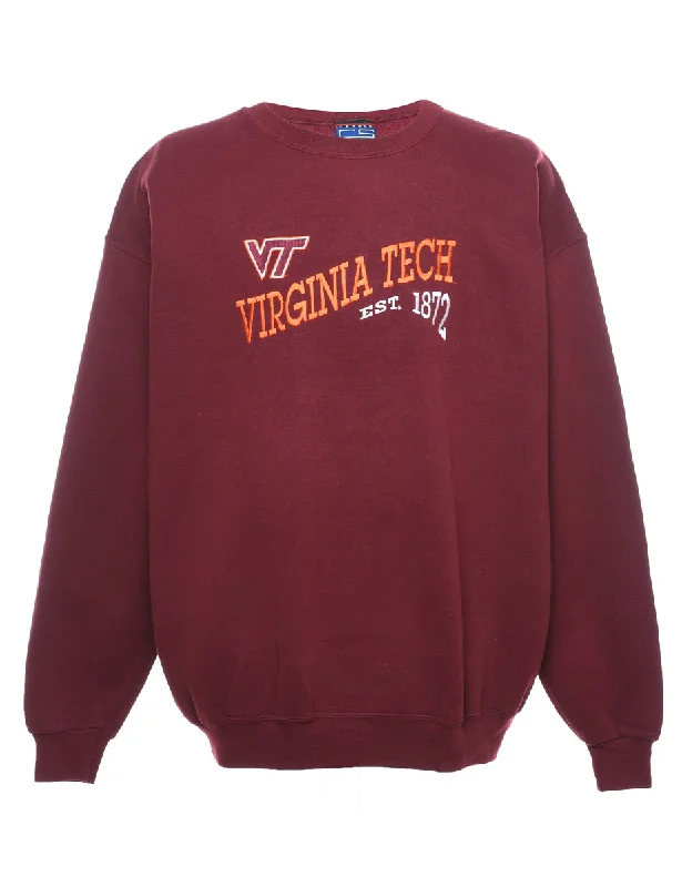 Maroon & Orange Virginia Tech Printed Embroidered Sweatshirt - XL Hoodie with Lace Feminine Delicate Maroon & Orange Virginia Tech Printed Embroidered Sweatshirt - XL Hoodie with Lace Feminine Delicate