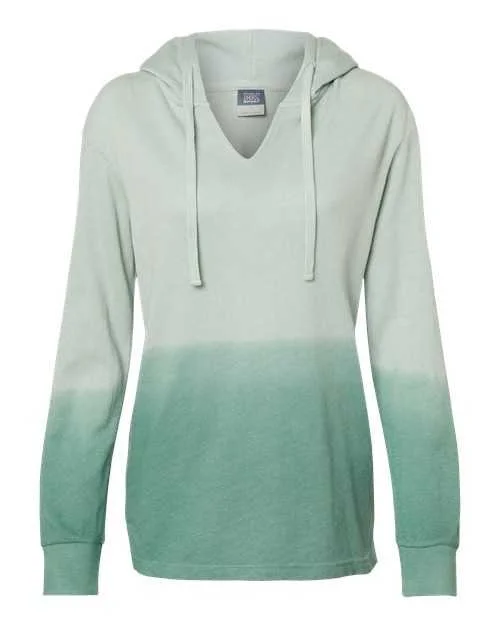 MV Sport W20185 Women's French Terry Ombr Hooded Sweatshirt - Greenstone Jungle Green Hoodie with Pattern Geometric Abstract