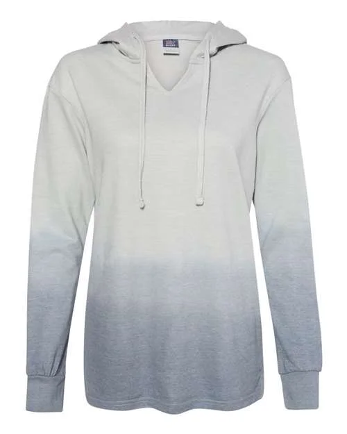 MV Sport W20185 Women's French Terry Ombr Hooded Sweatshirt - Greyscale Hoodie with Color Block Contrast Stylish