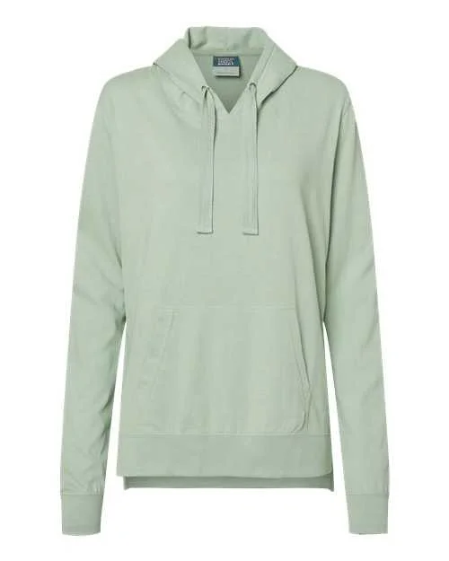 MV Sport W21404 Women's Sueded Jersey Hooded Sweatshirt - Greenstone Hoodie with Applique Textured Unique