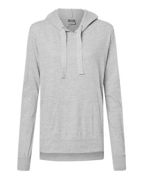 MV Sport W21404 Women's Sueded Jersey Hooded Sweatshirt - Heather Hoodie with Rhinestones Sparkly Elegant