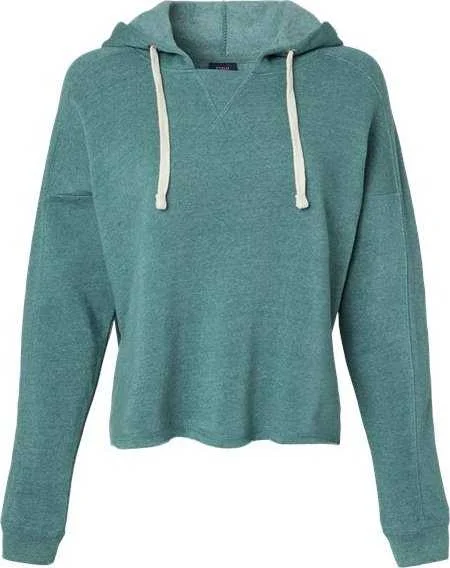 MV Sport W23101 Women's Angel Fleece Crop Hooded Sweatshirt - Mallard Green Hoodie with Slim Fit Tailored Modern