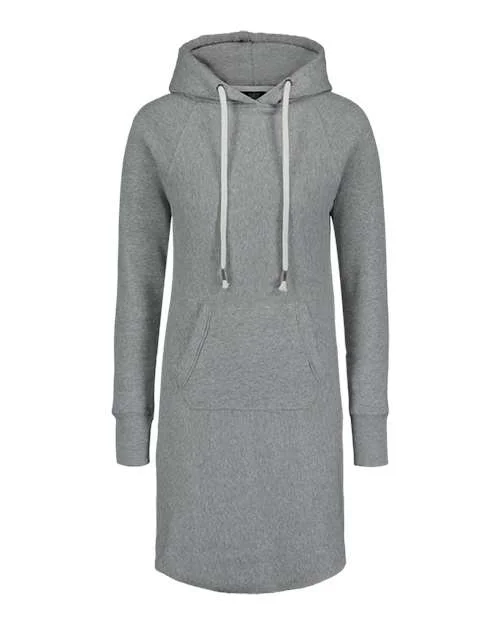 MV Sport W2340 Women's Suzie Hooded Sweatshirt Dress - Heather Grey Hoodie with Cropped Fit Short Trendy